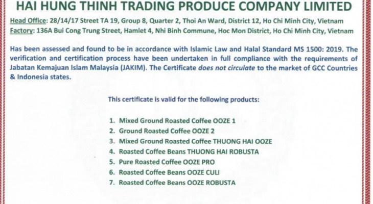 Chứng nhận HALA L cho sản phẩm OOZE